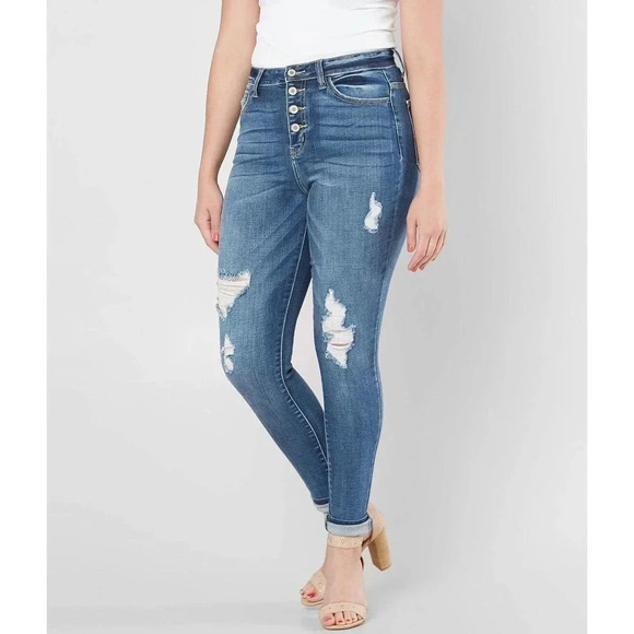 KanCan Denim - KanCan Women Size 29 Medium Washed Color Distressed Kurvy Ultra High Rise Jeans